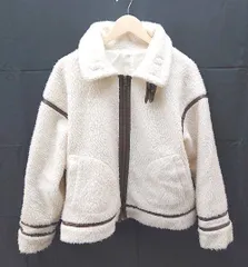 ◇ EPIMI E'PIMMY 首元ベルト、ダブルポケット 長袖 ボアジャケット サイズM ホワイト/ブラウン レディース E  【1212260021377】