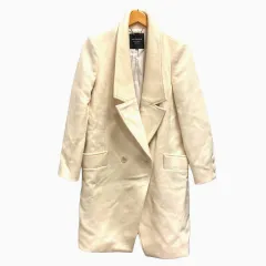 アバハウス ABAHOUSE コート チェスターコート ダブル ウール混 無地 膝丈 36 白 アイボリー