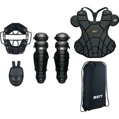 特価】キャッチャー防具 一式 セット オールブラック 捕手 ヘルメットL 