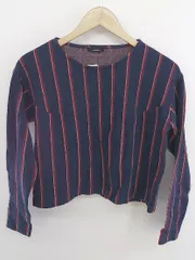 ◇ OSMOSIS ストライプ コットンニット 長袖 カットソー サイズONE ネイビー レッド系 ホワイト系 レディース P  【1212270004384】