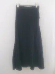 ◇ Alma Design アルマデザイン リネン混 ウエストゴム ロング フレア スカート サイズM ブラック レディース P  【1212280005296】