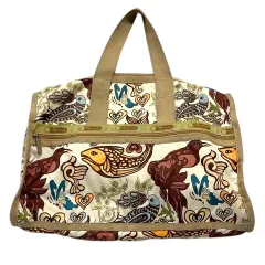 レスポートサック LesportSAC ボストンバッグ ショルダーバッグ ハンドルバッグ 斜め掛け 大容量 ナイロン ファスナー開閉 魚 鳥 動物 アニマル柄 ボタニカル ベージュ ブラウン 茶