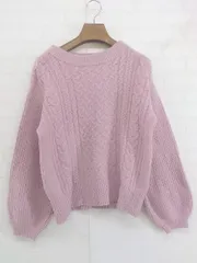 ◇ mysty woman ミスティウーマン ケーブル編み 長袖 ニット セーター サイズF ピンク レディース P  【1212280007726】