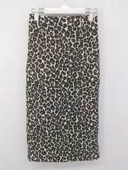 ◇ archives 豹柄 レオパード スリット 膝下丈 タイト スカート サイズF オフホワイト ブラック ブラウン系 レディース P  【1212280009836】