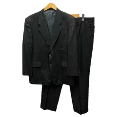 ダンヒル dunhill スーツセットアップ シングル フォーマル ストライプ ジャケット パンツ ポリエステル 黒 ブラック 