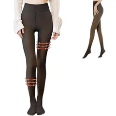 [Favoreal] 透け感タイツ レディース フェイクタイツ 裏起毛 着圧 ストッキング 伸縮性 秋冬防寒タイツ 一体式 厚手ストキング風 吸汗 黒透け感(0℃~15℃に適用) 1