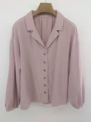 ◇ RETROGIRL レトロガール 開襟 長袖 シャツ ブラウス サイズM ピンク系 レディース P  【1212290001448】