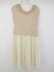 ◇ maison de plage アンゴラ混 ニット チュール 膝下丈 ワンピース サイズF ベージュ アイボリー レディース P  【1212290003527】