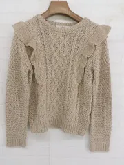 ◇ Another Edition アナザーエディション フリル ケーブル編み 長袖 ニット セーター ベージュ レディース P  【1212290005330】