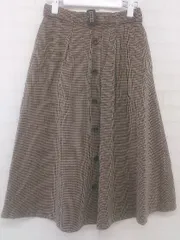 ◇ ◎ any SiS 千鳥格子 タック 膝下丈 フレア スカート サイズ2 ベージュ系 ブラック ブラウン系 レディース P  【1301060002669】