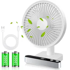 卓上扇風機 首振り 静音 小型 usb 充電式 強力 4000mAh大容量 風量4段階調節 電池残量表示 5枚羽根 省エネ ミニ コンパクト オフィス アウトドア 暑さ対策 (ホワイト) 1
