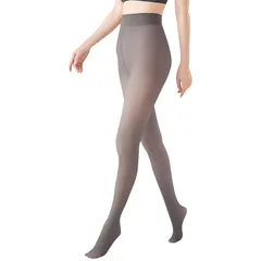[Kemolpo] タイツ 裏起毛 レディース 透け感 フェイク ストッキング風 美脚 美尻 暖かい 防寒対策 伸縮性 ハイウエスト 冬用 (グレー,220g(0~15℃)) 1
