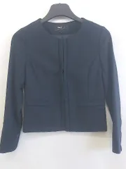 ◇ COMME CA ISM コムサイズム ノーカラー ジャケット サイズ9 ネイビー レディース P  【1301060005424】