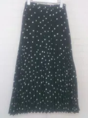◇ Syrup. シロップ ウエストゴム ドット 水玉 ロング プリーツ スカート サイズM ブラック ホワイト レディース P  【1301060007916】
