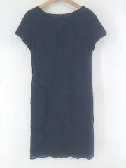 ◇ NATURAL BEAUTY BASIC 総レース スリット 半袖 膝丈 ワンピース サイズM ネイビー レディース P  【1301070003182】