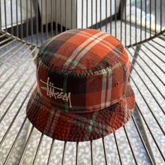 STUSSY / check hat size S-M ステューシー　バケットハット　帽子　刺繍ロゴ　ストリート　ユニセックス　ヒップホップ