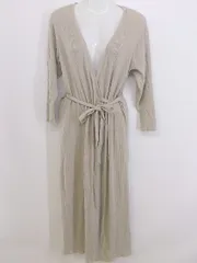 ◇ green label relaxing UNITED ARROWS ロング リブ 長袖 ニット カーディガン ベージュ レディース P  【1301090014755】