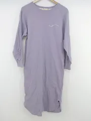 ◇ KANGOL カンゴール 刺繍 長袖 膝下丈 Tシャツ ワンピース サイズ L パープル レディース P  【1301100003113】