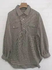 ◇ RETROGIRL レトロガール チェック 長袖 シャツ ブラウス サイズF ライトベージュ系 ブラウン系 カーキ系 レディース P  【1301110000904】