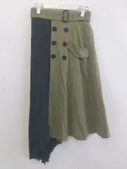 ◇ ◎ AZUL BY MOUSSY ウエストベルト付 プリーツ 切替 膝下丈 スカート サイズS カーキ ブラック レディース P  【1301110003585】