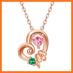 【新品】 [OLIORC] 誕生石ネックレス 925純銀製 ハートフラワー 金属アレルギー対応 レディースネックレス 枯れない花プリザーブドフラワー (ピンクゴールド5月) 0