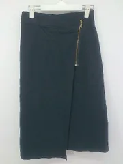 ◇ COLLAGE GALLARDAGALANTE ラップ巻き風 膝下丈 タイト スカート サイズF ネイビー レディース P  【1301120002561】