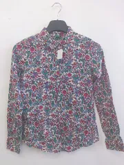 ◇ UNITED COLORS OF BENETTON 総柄 長袖 シャツ サイズXS ライトベージュ系 マルチ レディース P  【1301120007498】