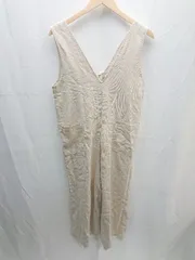 ◇ Auntie Rosa Holiday シンプル　ウエストゴム　紐調節 ノースリーブ オーバーオール サイズF クリーム系 レディース E  【1301120016551】