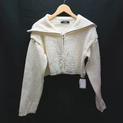 ◇ 新品 w closet ジップアップ　ケーブル　ハイネック 長袖 ニット サイズF ホワイト系 レディース E  【1301120017633】