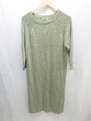 ◇ Acuta アクータ ニット バックプリーツ ヒョウ柄 長袖 ロング ワンピース サイズF グリーン系 レディース E  【1301120020701】のサムネイル