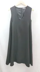 ◇ merlot plus シンプル Vネック フレア ノースリーブ ロング ワンピース サイズ表記なし L相当 ブラック レディース E  【1301120019705】