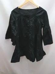 ◇ JEANASIS ジーナシス 袖フレア ロング 長袖 シャツ ブラウス サイズF ブラック レディース E  【1301120019699】