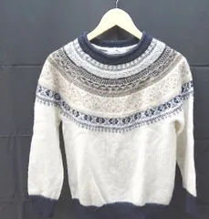 ◇ Sonny Label URBAN RESEARCH ノルディック柄 クルーネック 長袖 ニット セーター サイズF ホワイト系 レディース E  【1301120021012】