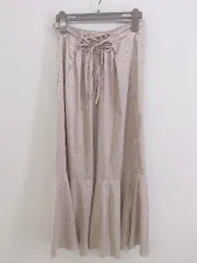 ◇ NICE CLAUP ナイスクラップ 総柄 レースアップ ロング フレア スカート サイズF ピンク レディース P  【1301130005729】