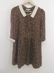 ◇ PAUL & JOE SISTER ポール & ジョー シスター 総柄 七分袖 ミニ ワンピース サイズ36 ブラウン系 マルチ レディース P  【1301130005569】のサムネイル