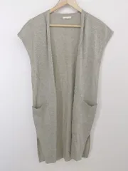 ◇ ◎ studio CLIP ウエストリボン付き フレンチスリーブ ニット カーディガン サイズM ベージュ系 レディース P  【1301130004296】