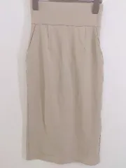 ◇ ●美品● ◎ moment+ モーメントプラス タグ付 ロング タイト ナロー スカート サイズS ベージュ レディース P  【1301130006252】