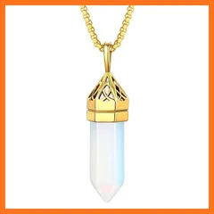 【新品】 [Bestyle] ネックレス レディース 誕生石 6月 ムーンストーン 合成石 ステンレス ペンダント メンズ 男女兼用 アクセサリー(ゴールド)