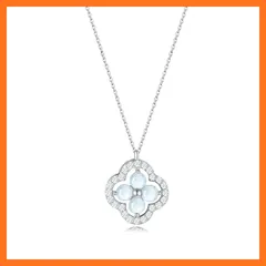 【新品】 [Free bird] ムーンストーン ネックレス レデイース 人気「幸運の象徴」シルバー925 金属アレルギー 4つ葉クローバー ペンダント 6月 誕生石 天然 ジュエリー 女性 ギフト 誕生日 クリスマス ネックレス クリスマスプレゼント