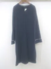 ◇ Another Edition アナザーエディション Vネック 刺繍 長袖 膝下丈 ワンピース ネイビー レディース P  【1301170004843】