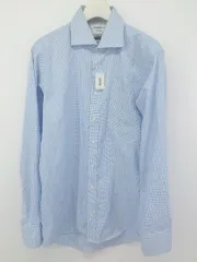 ◇ ORIHICA オリヒカ 総柄 長袖 シャツ サイズM（39-84） ブルー系 ホワイト系 メンズ P  【1301170005307】