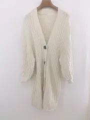 ◇ who's who Chico フーズフーチコ リブ ロング 長袖 ニット カーディガン サイズF オフホワイト系 レディース P  【1301170006939】