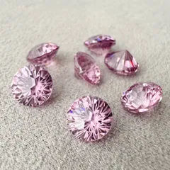 【6mm｜2粒】花火カット ジルコニア ルース 薔薇霞（ピンク系 No.4）ピアス・イヤリング向き