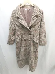 ◇ natural couture ナチュラルクチュール チェック柄 ロング丈 長袖 コート ジャケット サイズF ベージュ系 レディース E  【1301170010950】