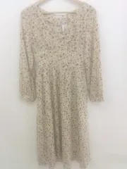 ◇ EVERY.VERY NICECLAUP 総柄 カシュクール 長袖 膝下丈 ワンピース サイズF ベージュ系 ブラック マルチ レディース P  【1301180001894】