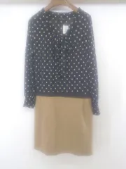 ◇ green label relaxing UNITED ARROWS 水玉 ドット 長袖 ミニ ワンピース ネイビー ブラウン レディース P  【1301180001313】