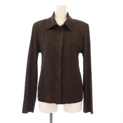 プリーツプリーズ PLEATS PLEASE イッセイミヤケ ステンカラージャケット アウター ショート丈 ストレッチ 4 茶 ブラウン /BBのサムネイル