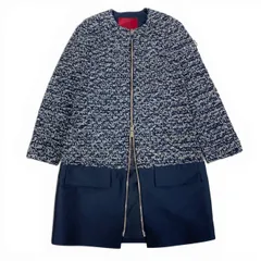 4a4 Moncler LAURINE GIACCONE モンクレール ローリン tweed coat ツイードコート アウター ダブルジップ size 0 レディース 女性用k02i