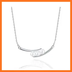 【新品】 [Cute jewelry　Mei Leaf] 淡水パール 淡水真珠 貝パール ネックレス レディース シルバー925 アジャスター付き (a スマイル型) 1