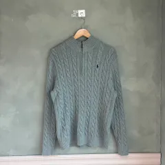 ポロ ラルフローレン ケーブル編み ニット ハーフジップ グレー